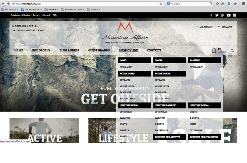 Al via lo shopping online di Mountain Affair