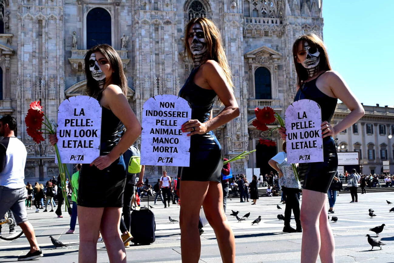 Durante la MFW PETA diffonde un messaggio: “La pelle: un look letale”