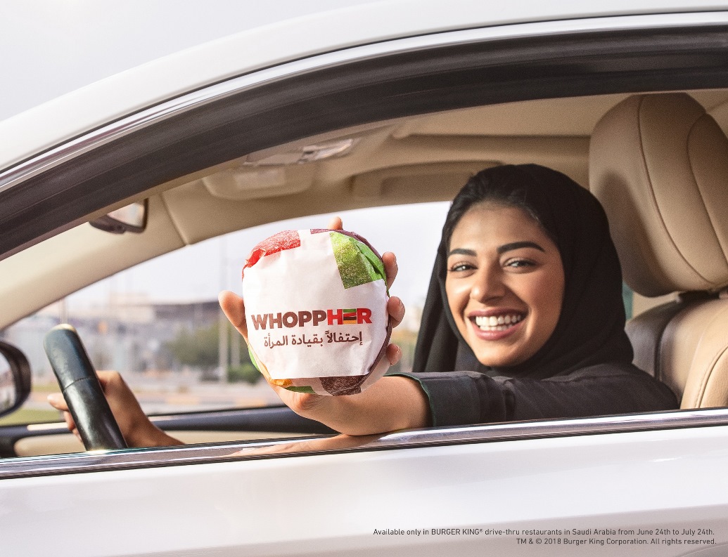 BURGER KING® celebra le donne al volante dell'Arabia Saudita con il Whoppher